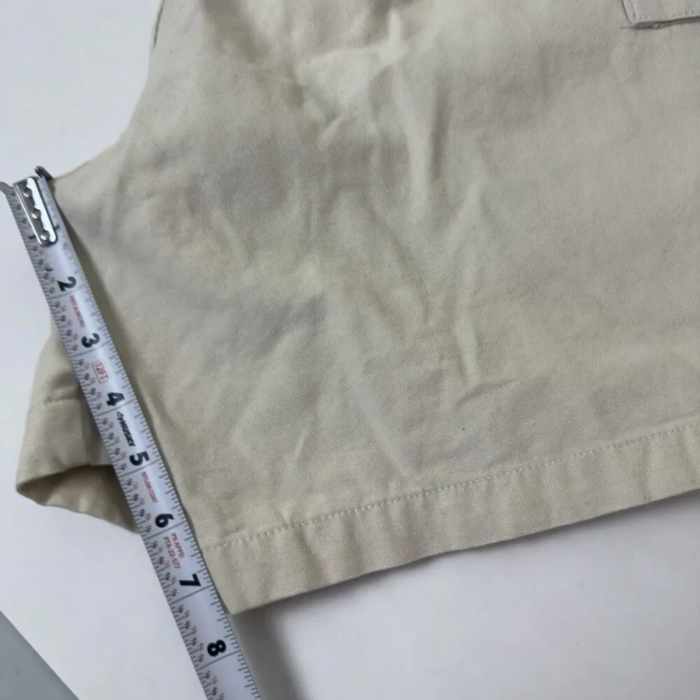 Vintage Columbia PFG Cargo Shorts Mens Medium Beige Cotton Fishing Elastic